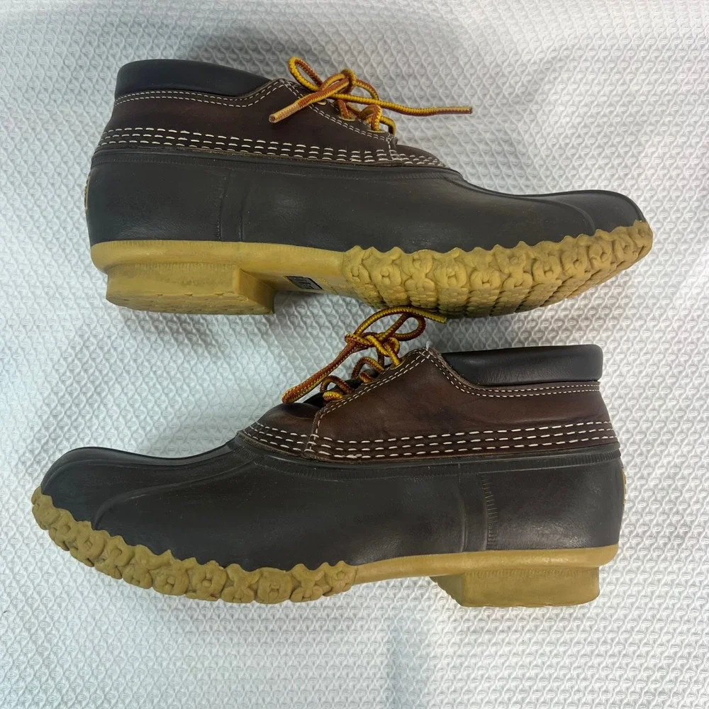 LL Bean Bean Boots Mens Brown Leather Waterproof Duck Shoes US 9? See Sizing